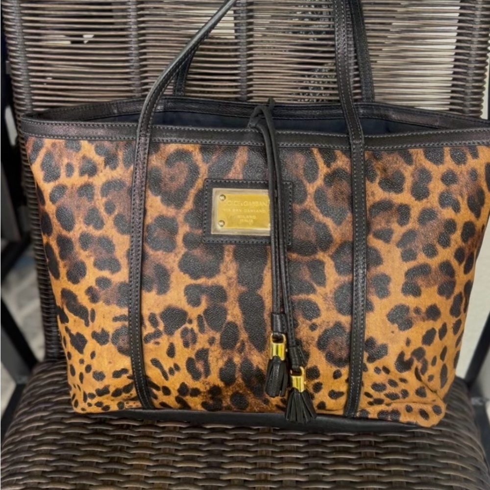 Dolce & Gabbana Brown and Black Leopard Print Tote